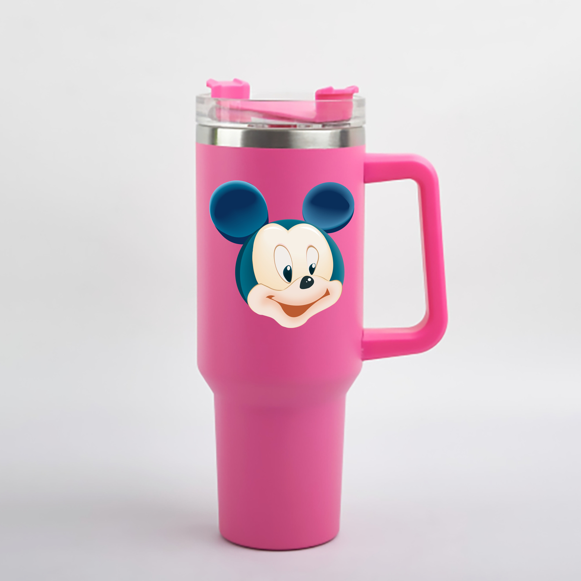 （画像用） ミッキーマウス Mickey Mouse 1200mL車用タンブラー - クリスタルステッカー（プラスチックストロー付き）